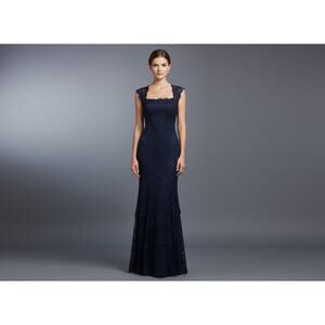 Nicole Miller Blue Lace Gown